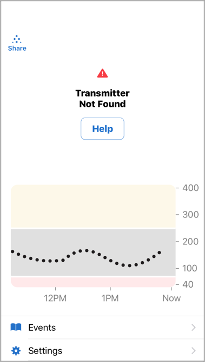 Transmitter not found alert in app